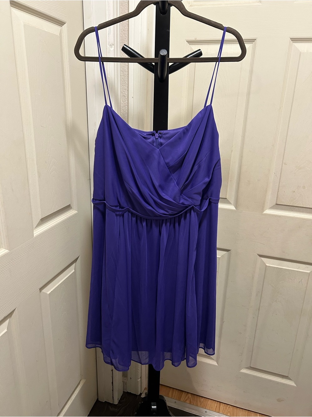 David's Bridal Mesh Spaghetti Strap Short Dress V-Neck